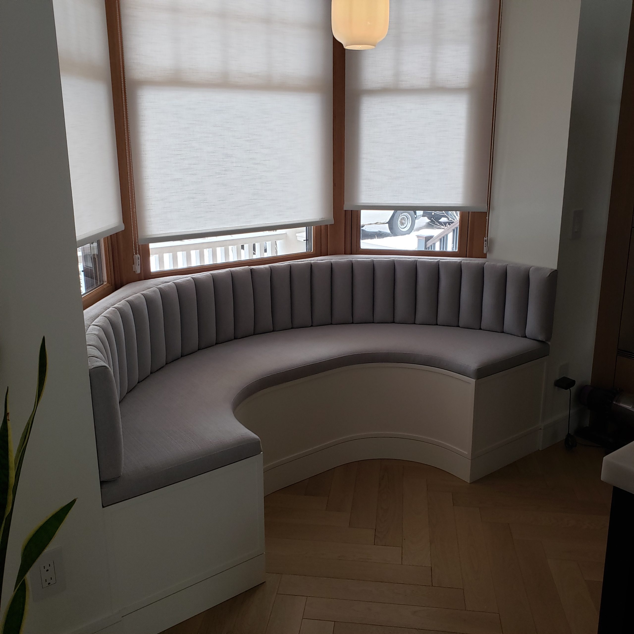 Hewitt BNQT (2) A re-upholstered grey window seat by Princess Perfect.